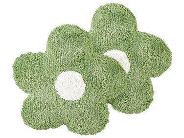 Set of 2 Cotton Kids Flower Cushions 30 x 30 cm Green SORREL