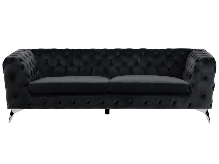 3-istuttava sohva samettinen musta SOTRA_707197