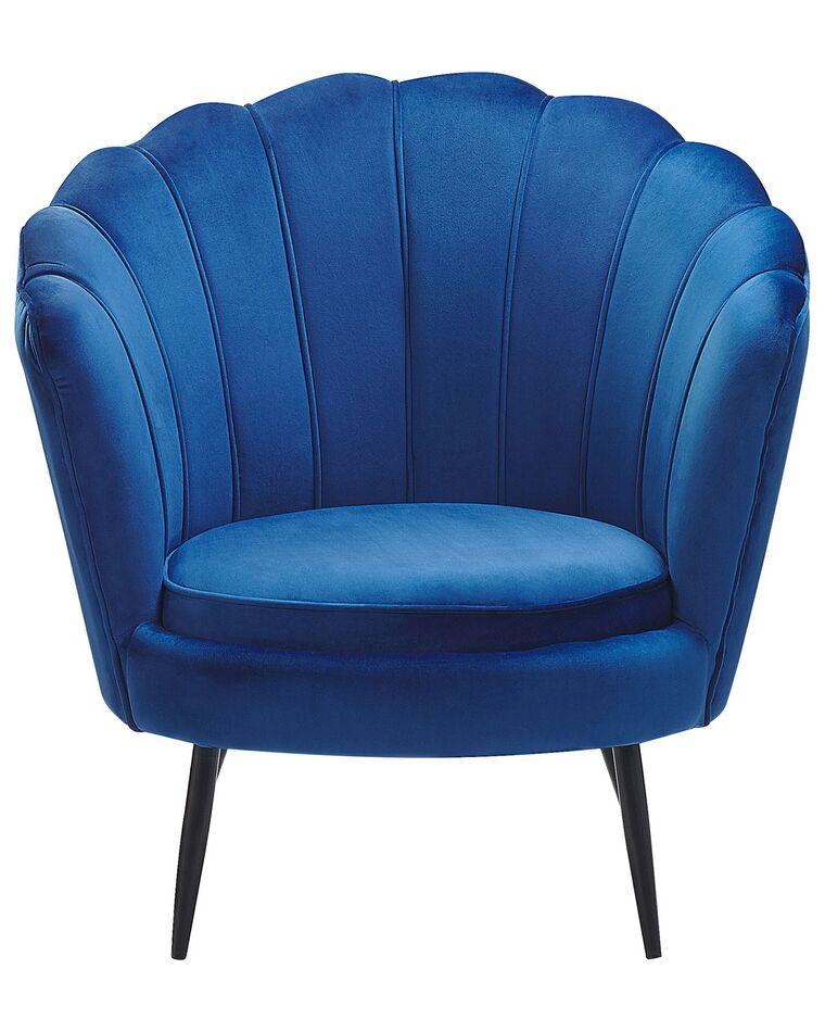 Velvet Armchair Navy Blue LOVIKKA Beliani.co.uk