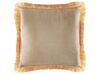 Set of 2 Fringed Velvet Cushions 45 x 45 cm Beige POTHOS_815419