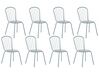 Conjunto de 8 sillas de jardín de metal azul claro CALVI_815616