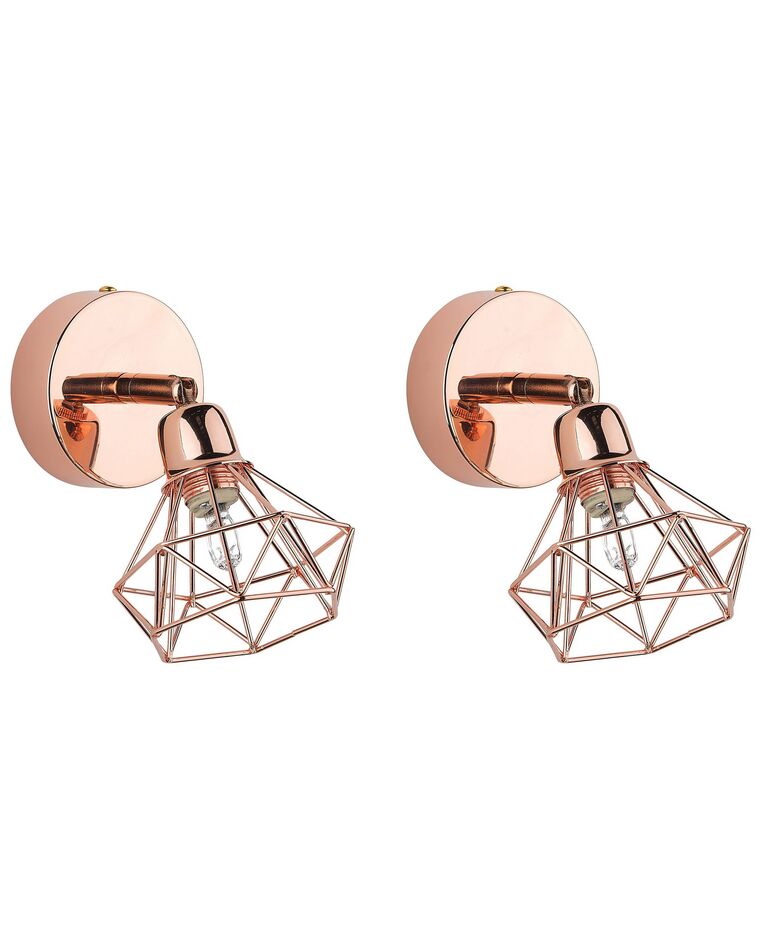 Set of 2 Metal Spotlight Lamps Copper ERMA_771944