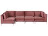 Right Hand 5 Seater Modular Velvet Corner Sofa Pink EVJA_859023