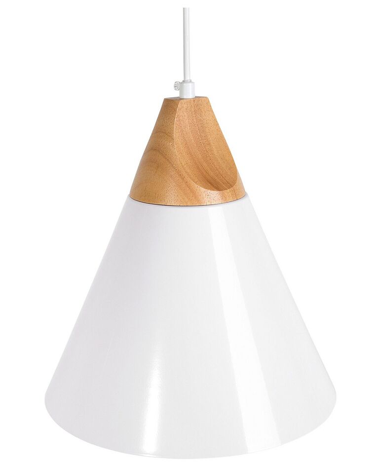 Lámpara de techo de metal blanco/madera clara 132 cm ALBANO_684588