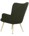 Boucle Wingback Chair with Footstool Dark Green VEJLE II_901578