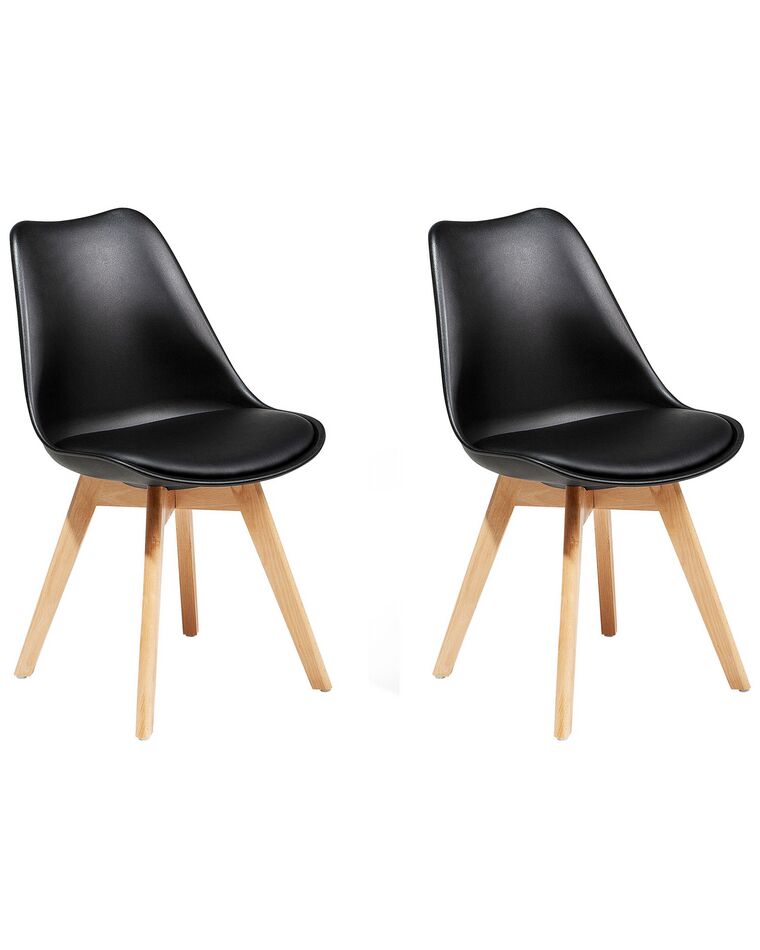 Set di 2 sedie in plastica nera e legno naturale DAKOTA II_802006