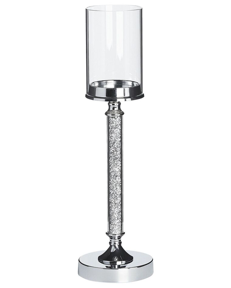 Kerzenständer Glas / Metall silber 48 cm ABBEVILLE_788834