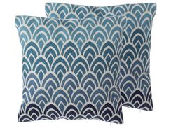 Koristetyyny puuvilla sininen 45 x 45 cm 2 kpl NIGELLA