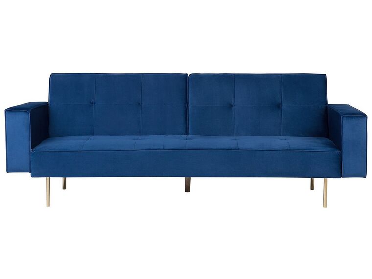 Sofa rozkładana welurowa niebieska VISNES _729750