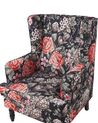 Fekete virágmintás fotel lábtartóval SANDSET_776311