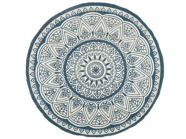 Okrúhly jutový koberec ⌀ 120 cm modrý ANADERE