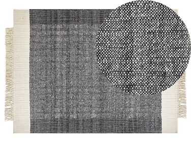 Tæppe 140 x 200 cm sort og råhvid uld ATLANTI