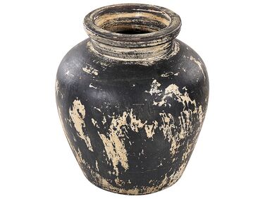 Terracotta Decorative Vase 33 cm Black and Beige LINDOS