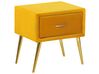 1 Drawer Velvet Bedside Table Yellow FLAYAT_767960