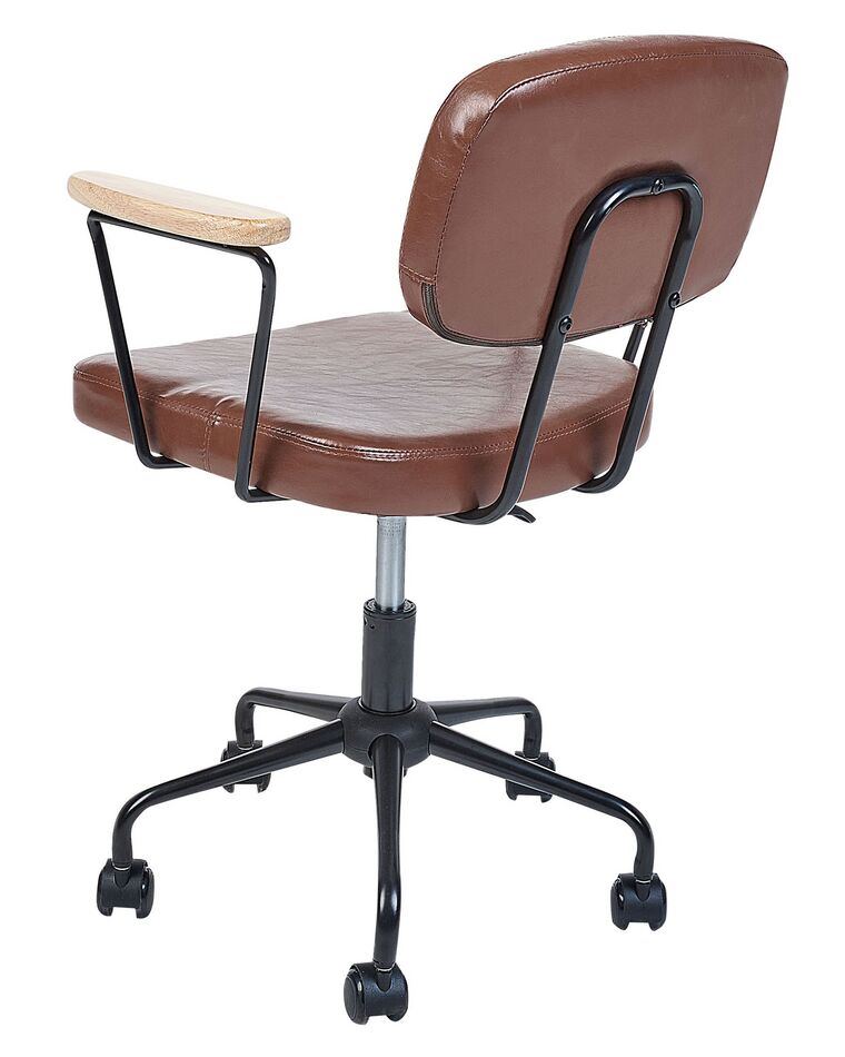 Faux Leather Desk Chair Brown ALGERITA Beliani.co.uk