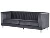 3 Seater Velvet Fabric Sofa Grey ARVIKA_806156