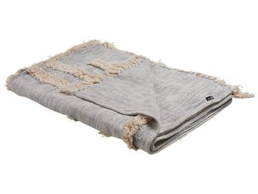 Decke Baumwolle grau / beige 130 x 180 cm abstraktes Muster HOSPET