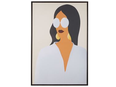 Obraz na płótnie w ramie kobieta 63 x 93 cm wielokolorowy ENNA