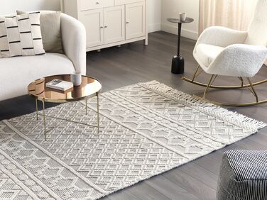 Wool Area Rug with Geometric Pattern 160 x 230 cm Beige and Grey SOLHAN