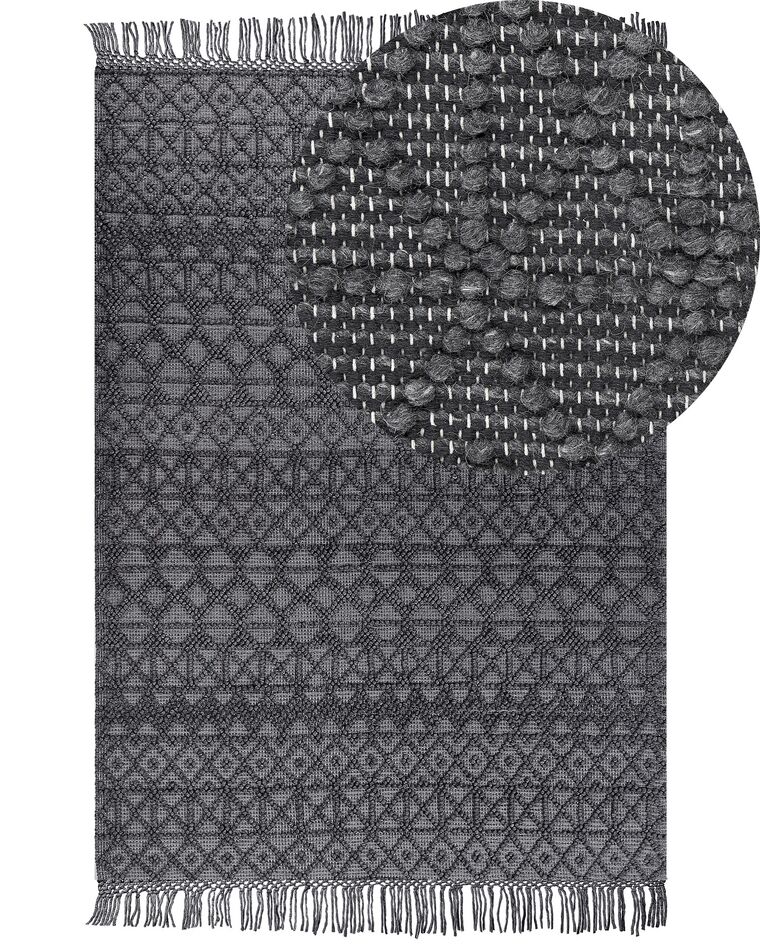 Teppich Wolle schwarz 160 x 230 cm Kurzflor ALUCRA_856213