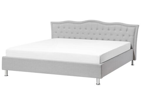 Fabric Eu Super King Size Bed Grey Metz, White Fabric King Size Bed Frame