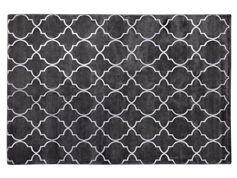 Tapis en viscose gris foncé au motif marocain argenté 160 x 230 cm YELKI _762498