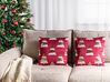 Set of 2 Velvet Cushions Christmas Tree Pattern 45 x 45 cm Red GOLDSPRUCE_879391
