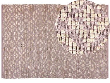 Teppich Baumwolle beige / rosa geometrisches Muster 160 x 230 cm Kurzflor GERZE