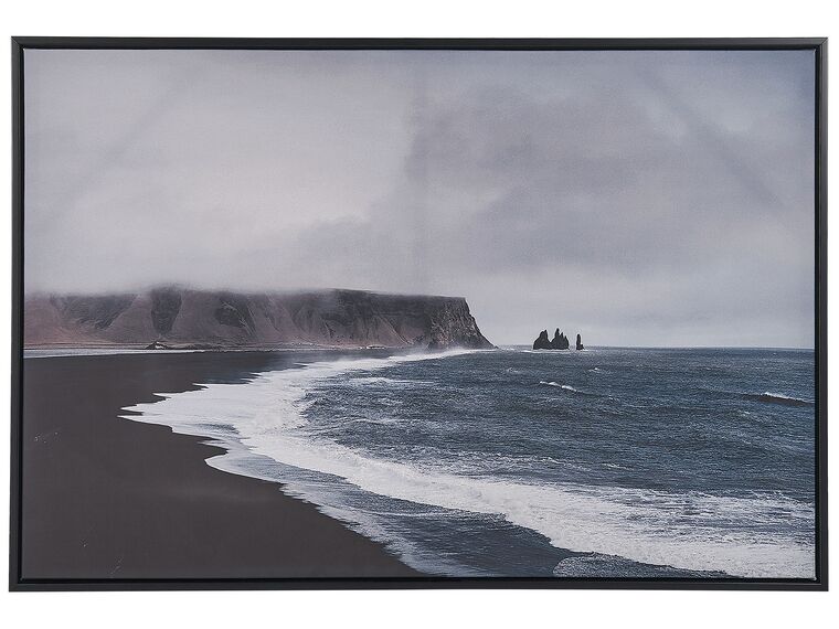 Obraz na płótnie w ramie morze 93 x 63 cm niebiesko-szary ORTONA_816250