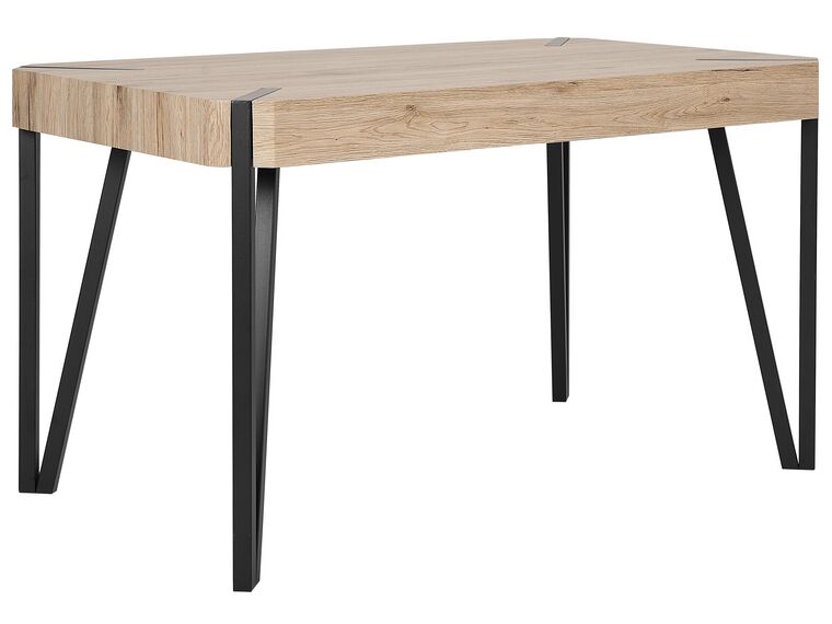 Dining Table 130 x 80 cm Light Wood and Black CAMBELL_751605