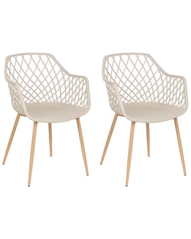 Conjunto de 2 sillas de comedor beige/madera clara NASHUA