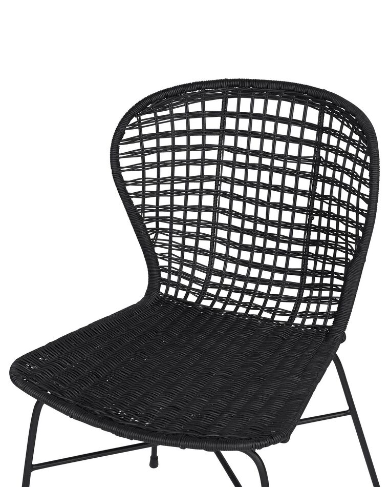 Set of 2 Rattan Dining Chairs Black ELFROS | Beliani.co.uk
