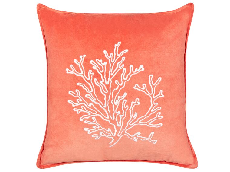 Velvet Cushion Coral Motif 45 x 45 cm Red NORI_892979