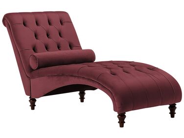 Chaise longue in velluto color borgogna MURET