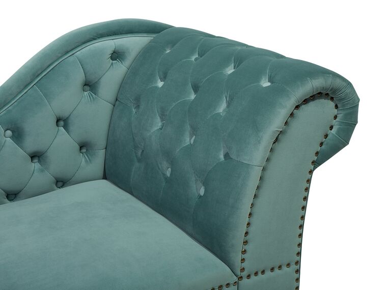 Chaise longue côté gauche en velours vert LUIRO Chaise longue côté gauche en velours vert LUIRO