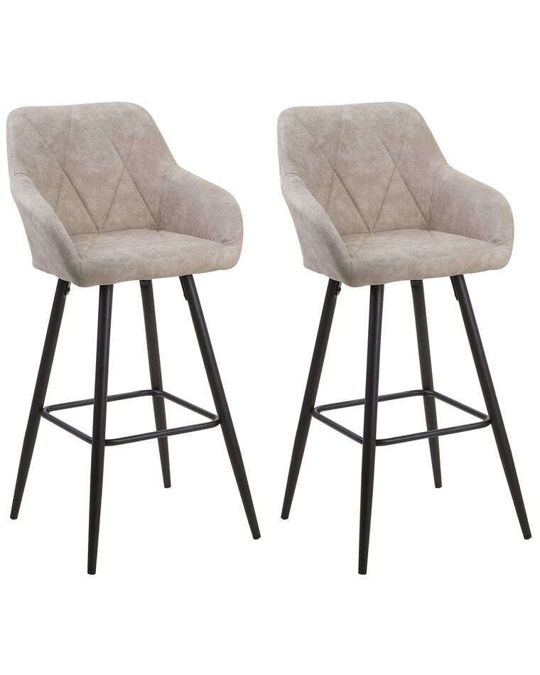 Set of 2 Fabric Bar Chairs Beige DARIEN_724437
