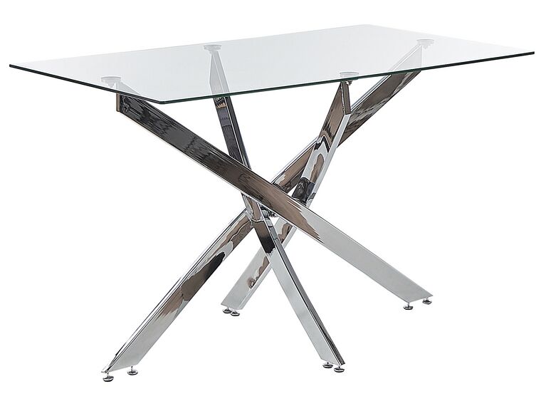 Jedálenský stôl so sklenenou doskou 120 x 70 cm strieborný MARAMO_821709