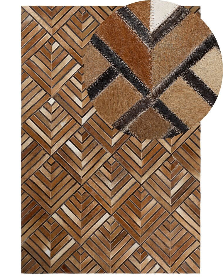 Teppich Kuhfell braun 160 x 230 cm geometrisches Muster Kurzflor TEKIR_764740