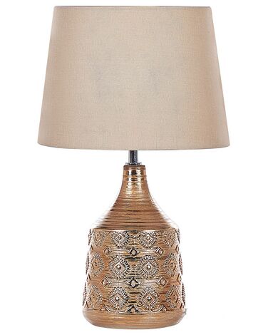 Lámpara de mesa de cerámica beige/marrón dorado 47 cm WARI