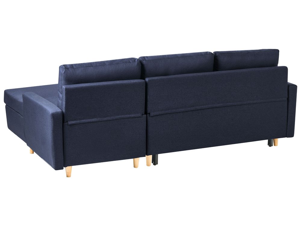 Left Hand Corner Sofa Bed with Storage Navy Blue FLAKK ex Factury at