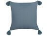 Velvet Cushion Floral Motif with Tassels 45 x 45 cm Dark Blue SETARIA_838358