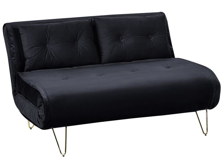 2 Seater Velvet Sofa Bed Black VESTFOLD Beliani.de