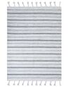 Outdoor Teppich cremeweiß / grau 160 x 230 cm Streifenmuster Kurzflor BADEMLI_846523