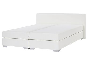 Bílá kožená kontinentální postel 160x200 PRESIDENT