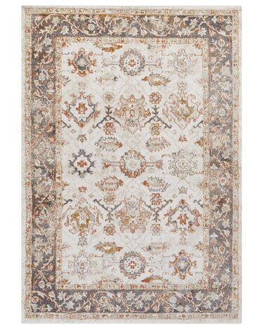 Teppich beige 160 x 230 cm orientalisches Muster Kurzflor NURNUS