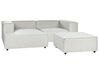 Right Hand 2 Seater Modular Linen Corner Sofa with Ottoman Grey APRICA_874756