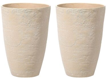 Conjunto de 2 vasos para plantas em pedra creme 43 x 43 x 60 cm CAMIA