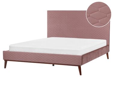 Säng 160 x 200 cm sammet rosa BAYONNE