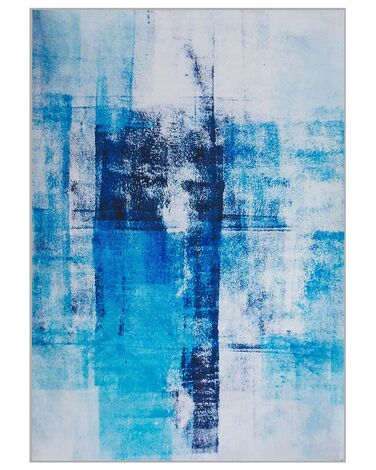 Tappeto blu multicolore 160 x 230 cm stampa 3d a pelo corto moderno