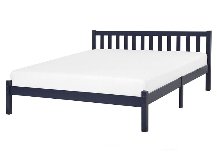 Drevená posteľ 160 x 200 cm tmavomodrá FLORAC_750963